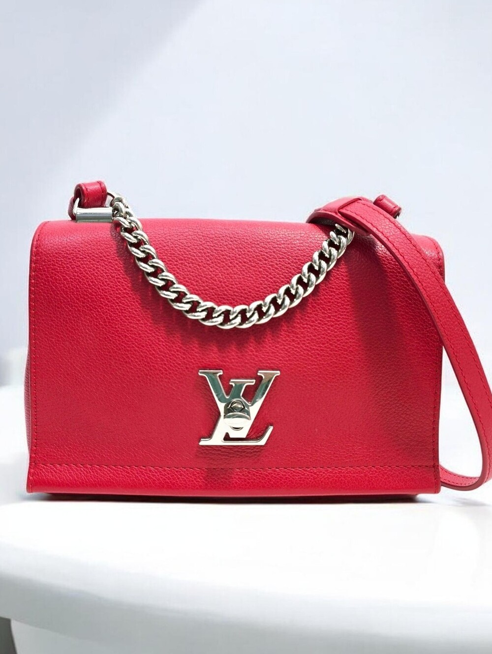 Louis Vuitton Lockme II BB Red Calfskin Leather Flap Crossbody Bag